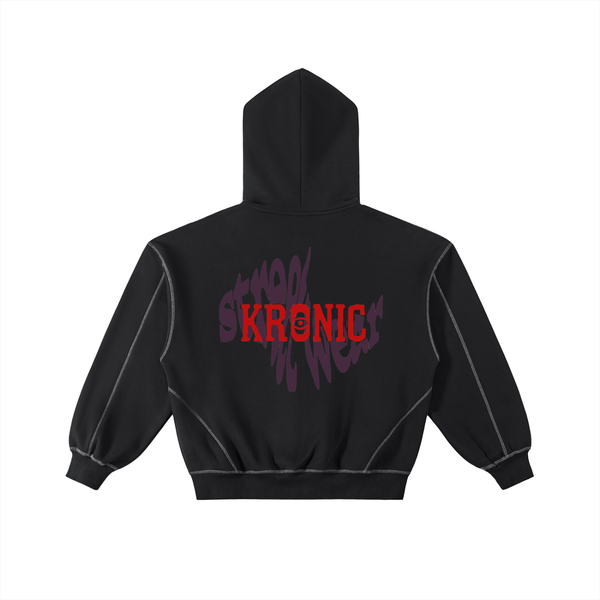 Kronic stitched Boxy Fleece Hoodie